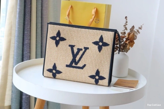 Repladies LOUIS Raffia Toiletry VUITTON Pouch Monogram 0812